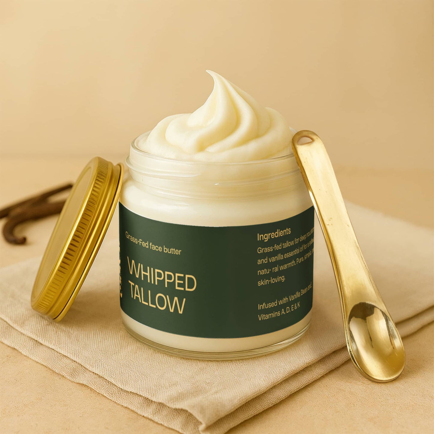 Whipped Grass-Fed Tallow Balm with Vanilla Bean